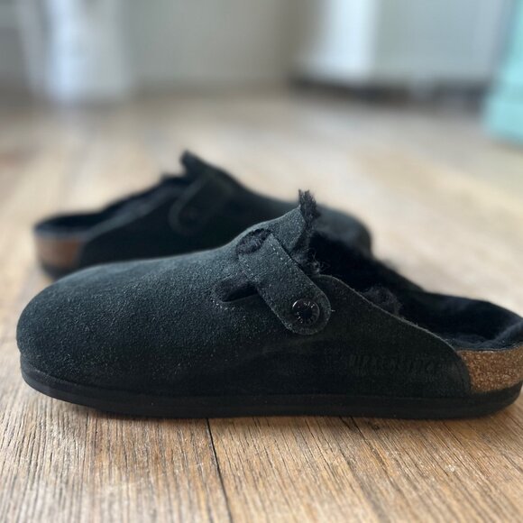 Birkenstock Boston Shearling Suede Leather - Black size 39 US 8-8.5 women - Picture 6 of 11